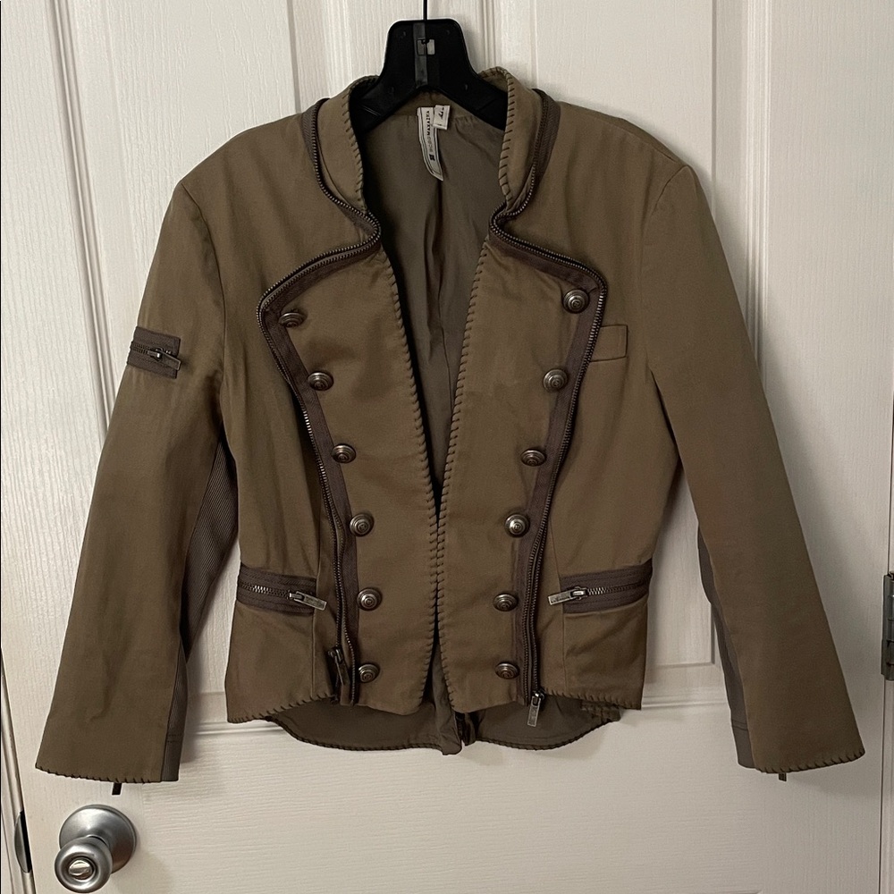 Women's BCBG MaxAzria Olive Cropped Military Jacket